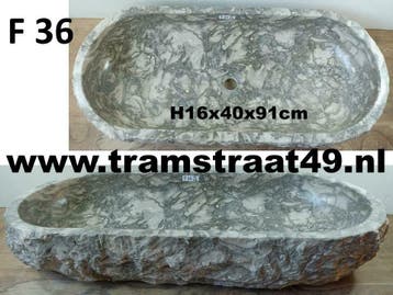 Grijs / wit marmer wastafels | trog wasbak | lange wasbakken, Nieuw, Wasbak of Wastafel, 25 tot 50 cm, 50 tot 100 cm