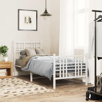 vidaXL Bedframe met hoofd- en voeteneinde metaal wit 80x200, Huis en Inrichting, Slaapkamer | Bedden, Eenpersoons, Verzenden, Wit