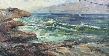 Henri Guibert (XIX-XX) - Marina tempestosa