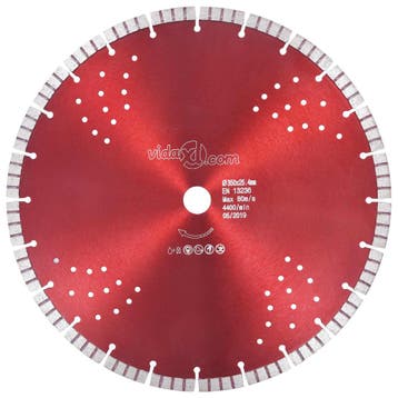vidaXL Diamantzaagblad met turbo en gaten 350 mm staal, Doe-het-zelf en Verbouw, Gereedschap | Zaagmachines, Verzenden, Nieuw