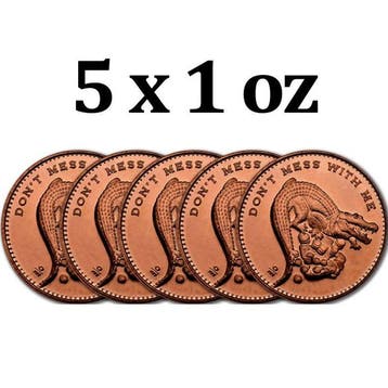 Verenigde Staten. 5 x 1 oz Dont Mess With Me Crocodile 999