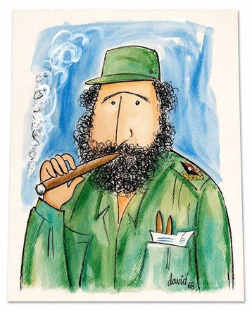 Juan David (1911-1981) - Comandante Fidel Castro mit Zigarre, Antiek en Kunst
