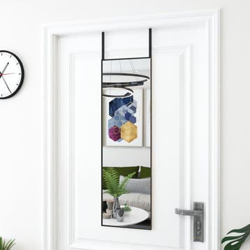 vidaXL Deurspiegel 30x100 cm glas en aluminium zwart, Huis en Inrichting, Woonaccessoires | Spiegels, Verzenden, Nieuw