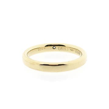 Bicolor gouden trouwring met diamant; 0,02 ct., Gebruikt, Ophalen of Verzenden, Kleiner dan 17, Met edelsteen