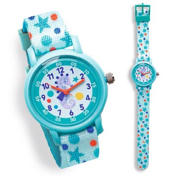 Djeco kinderhorloge oceaan - leren  van €29,99 voor €26,99, Ophalen of Verzenden, Nieuw
