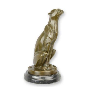 Figuur - ronze-Skulptur „Sitzender Gepard“ auf edlem