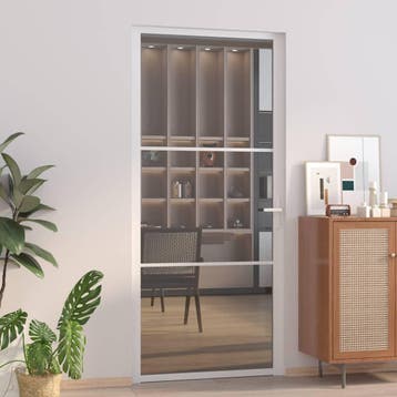 vidaXL Binnendeur 93x201,5 cm ESG-glas en aluminium wit, Verzenden, Nieuw