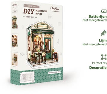 CuteBee Miniatuurhuisje Sunny Café – Houten 3D Puzzel DIY, Verzenden, Nieuw