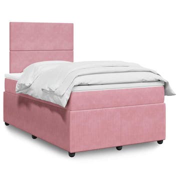 vidaXL Boxspring met matras fluweel roze 120x200 cm, Verzenden, Nieuw, Twijfelaar, 120 cm