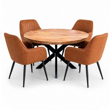 Oscar Deal 120cm mango + 4x Vermont misty cognac, Ophalen of Verzenden, Nieuw