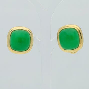 Oorbellen - 14 karaat Geel goud - Chrysopraas, Sieraden, Tassen en Uiterlijk, Oorbellen, Nieuw