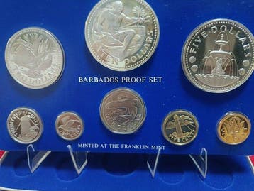 Barbados. 1976, Proof Set Franklin Mint, 8 x Coins, Incl.