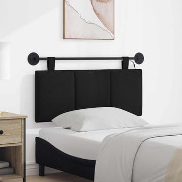 vidaXL Hangend hoofdbord Met LED-verlichting Zwart Stof, Verzenden, Nieuw, Zwart, Stof