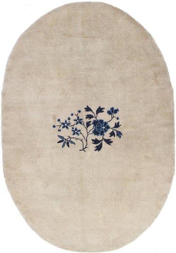 Antique Oval Chinese Peking Carpet - Genuine Asian Handmade, Nieuw