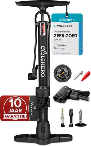 CycleHero Voetpomp 11 Bar | B-Keuze | 45% Korting, Ophalen of Verzenden, Drukmeter, Zo goed als nieuw