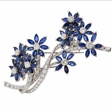 Broche Platina Saffier - Diamant