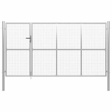 vidaXL Poort 350x150 cm staal zilverkleurig, Verzenden, Nieuw
