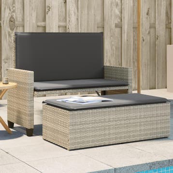 vidaXL Tuinbank met kussens en voetenbank poly rattan, Verzenden, Nieuw