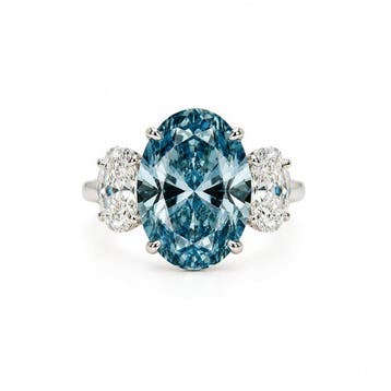 Ring - 14 karaat Witgoud - 12.06ct. tw. Blauw Diamant (Fancy, Nieuw