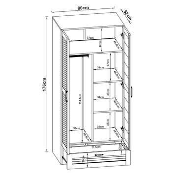 Kledingkast Finning 176x80x52 cm met 1 lade wit [en.casa], Verzenden, Nieuw