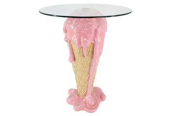 Bistrobartafel ICE CREAM 75cm met gehard glas, roze beige -, Huis en Inrichting, Tafels | Eettafels, Ophalen of Verzenden, Nieuw