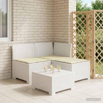vidaXL 3-zits tuinbank met kussens in rattanlook 3-zits PP, Verzenden, Nieuw