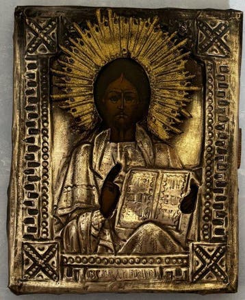 Icoon - Hout - PANTOCRATOR, Antiek en Kunst