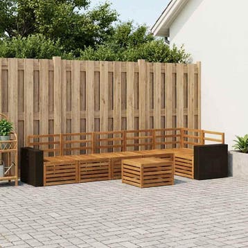 vidaXL Hoekbank Set 7 pcs Naturel Massief Acaciahout, Verzenden, Nieuw