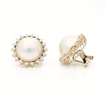 Oorbellen - 14 karaat Geel goud - Diamant, Sieraden, Tassen en Uiterlijk, Oorbellen, Nieuw