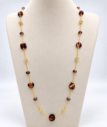 24 karaat - Murano-glas, Geel goud - Halsketting - verzonken