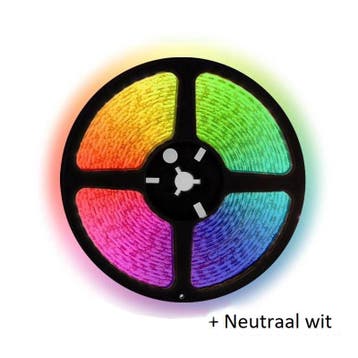 5 meter LED strip - RGB + neutraal wit - Complete set, Ophalen of Verzenden, Nieuw