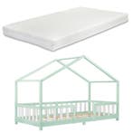 Kinderbed Treviolo met matras 90x200 cm mint en wit, Verzenden, Nieuw