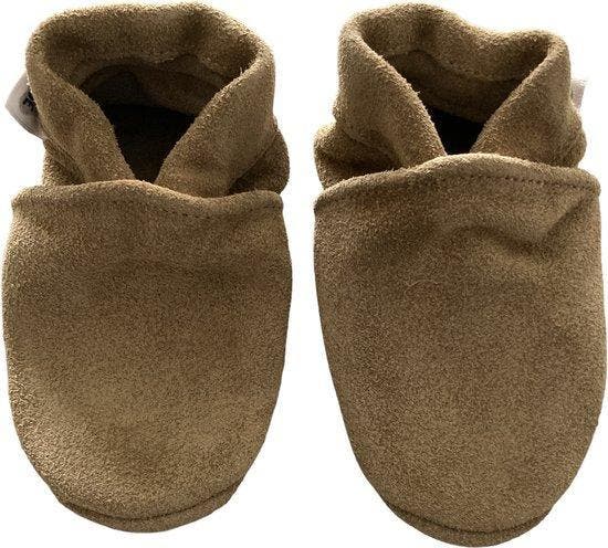 Camelkleurige suede babyslofjes van Baby-Slofje, Kinderen en Baby's, Babykleding | Schoentjes en Sokjes, Jongetje of Meisje, Nieuw