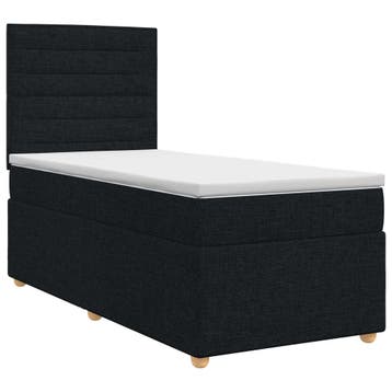 vidaXL Boxspringbed met matras met hoofdeinde Zwart 80 x 200, Verzenden, Nieuw, Zwart