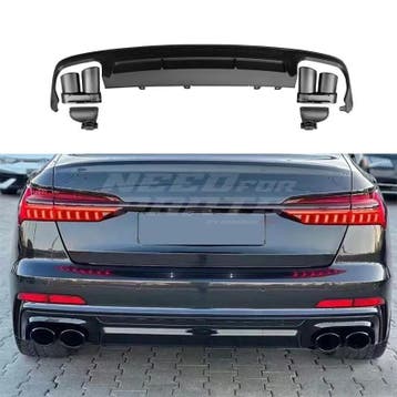 Diffuser met zwarte uitlaatsierstukken voor Audi A6 S, Ophalen of Verzenden, Nieuw