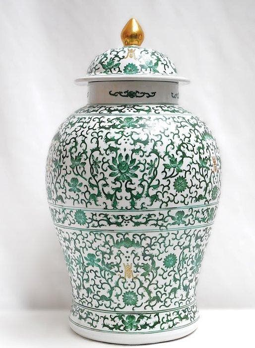 dekselvaas - Porselein - handgeschilderd, Antiek en Kunst, Kunst | Designobjecten