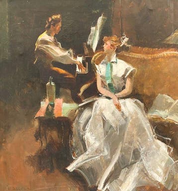 Armand Massonet (1892-1979) - Scene Intimiste Portait