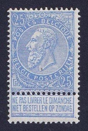 België 1893 - Leopold II - fijne baard - 25c Blauw -, Gestempeld