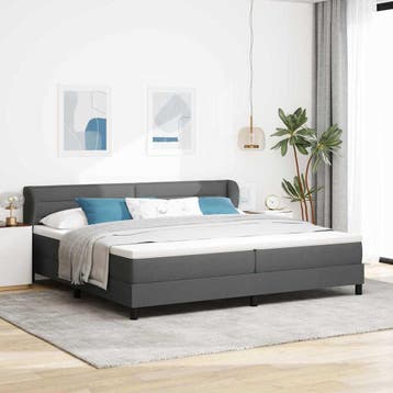 vidaXL Boxspringbed met hoofdeinde Donkergrijs 200 x 200 cm, Verzenden, Nieuw, Grijs, Stof