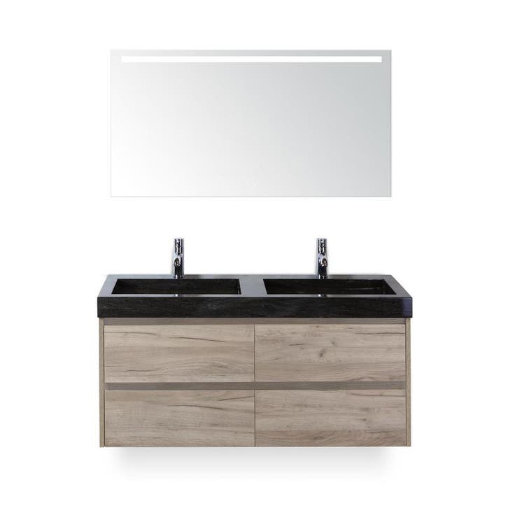 Dante Badmeubelset 120 cm - Craft Oak - Wastafel Hardsteen, Huis en Inrichting, Badkamer | Badkamermeubels, Ophalen of Verzenden