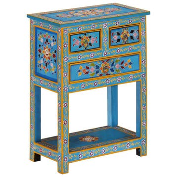 vidaXL Dressoir 55x30x76 cm massief mangohout turquoise, Huis en Inrichting, Kasten | Dressoirs, Verzenden, Nieuw, 50 tot 100 cm