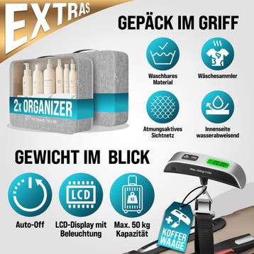 Reiskoffers 3-delige Exopack Champagne ABS toebehoren, Verzenden, Nieuw