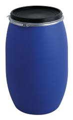 Kunststof vat 220 liter blauw met zwart klemdeksel, Ophalen of Verzenden