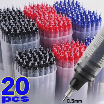 Set van 1-20x Gel Pen Zwart/Blauw/Rood - 0.5mm Naaldpunt voo, Verzenden, Nieuw in verpakking