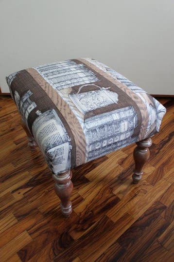 Poef - bekleed met vintage stof van Fornasetti - Hout,
