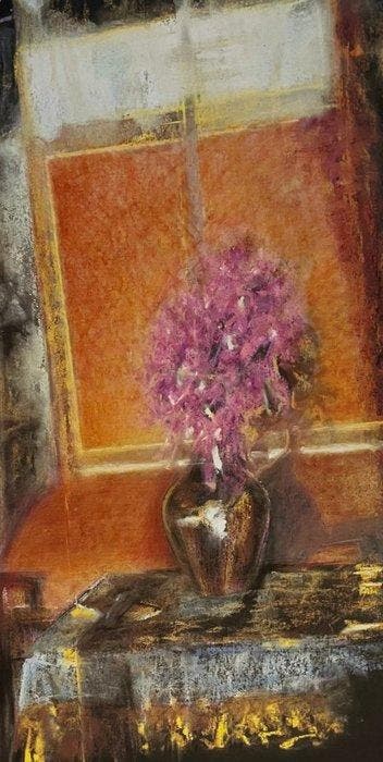 Franco Polizzi (1954) - Vaso con fiori in un interno