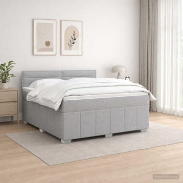 vidaXL Boxspringbed met matras Lichtgrijs 140 x 200 cm Stof, Verzenden, Nieuw, Tweepersoons, Stof