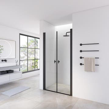 Dubbele Douchedeuren Mat Zwart 90X195 Helder Glas (Badkamer), Ophalen of Verzenden, Nieuw