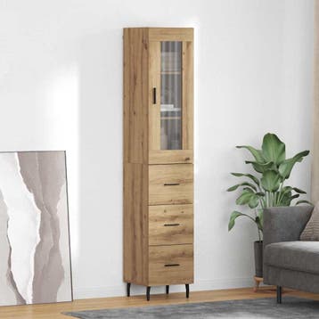 vidaXL Highboard Artisan Eiken 34,5 x 34 x 180 cm Bewerkt, Minder dan 50 cm, Verzenden, Nieuw, Minder dan 100 cm