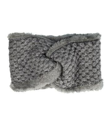 Haarband Twist 12cm – Teddy 10% Wol – Gebreide Stof – Grijs, Nieuw